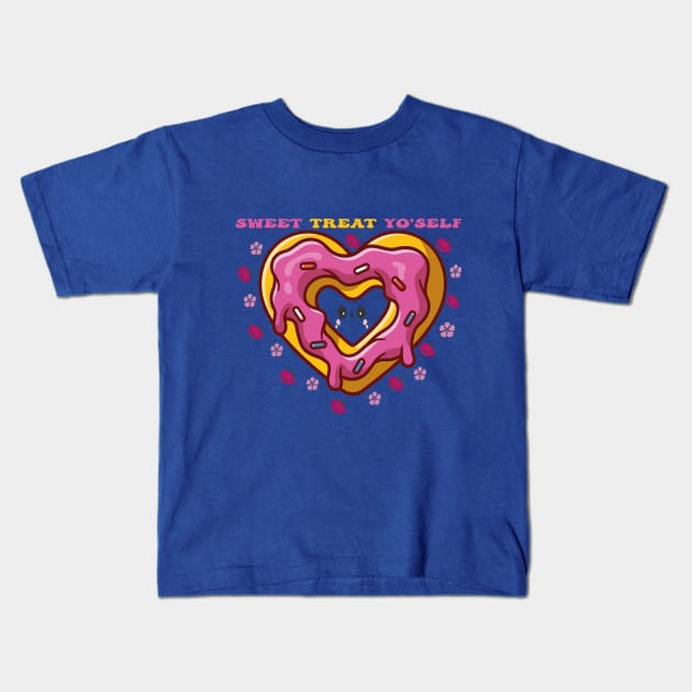 Heart-shaped Sweetness: A Cute Doughnut Design Kids T-Shirt by houdasagna